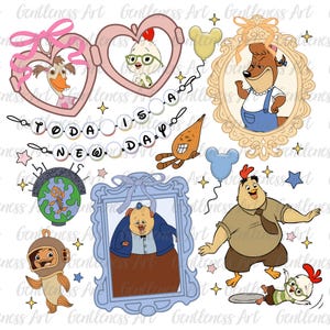 Sublimation de cadeau de poulet mignon, Clipart dessin animé mignon, petite famille Png, Png du nouveau jour, personnages rigolos amoureux des animaux, Png de dessins animés pour enfants