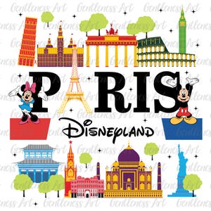 Aquarelle souris et amis Magic Paris Tour chemise Png, dessin animé vacances en famille 2025 sublimation png, tour Eiffel png, film voyage vacances