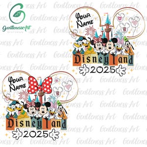 Personalisierte Maus und Freunde PNG, Familienreise 2025 Png, magisches Königreich Png, Familienurlaub Png, Freunde Gruppe Png, Vacay Modus Png