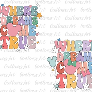 Where The Dream Come True Bundle Svg, Family Trip Svg, Vacay Mode Svg, Magical Kingdom Svg, Svg, png-bestanden voor Cricut-sublimatie