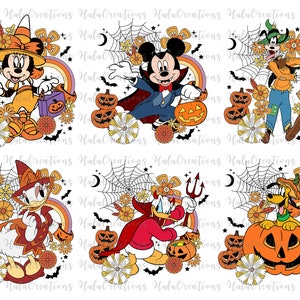 Mouse And Friends Bundle Halloween Png, Trick Or Treat Png, Spooky Vibes Png, Groovy Halloween, Png Files For Sublimation