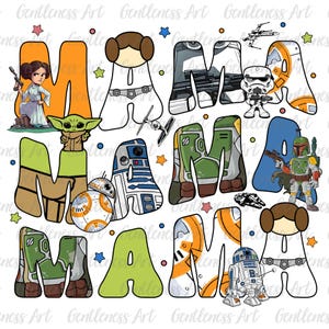 Retro Galaxy Characters Mama Shirt Design Png, Galaxy Princess Png,  Mama Vacation Outfits, Space Adventure Png, Cartoon Mother's Day Png