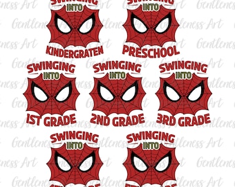 Swinging Into Preschool Bundle Png, Pre-K School Png, Back To School Png, School Png, First Day Of School Png