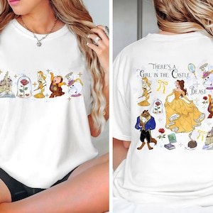 Camisa de princesa de dos caras png, hay una niña en el castillo, princesa y bestia, camisa de pareja png, fiesta nupcial, fiesta de princesas a juego