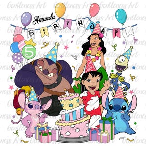 Personalisierte Geburtstagskind Png, Geburtstagskind Png, Name & Alter Png, Ohana Geburtstag Png, niedlicher Alien Geburtstag Png, Geburtstagsparty Png