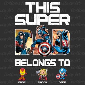 Personalisiert Dieser Supervater gehört zu Png-Bundle, benutzerdefinierten Vatertag Png, Super Vater und Sohn Png, Opa und Kinder Png, Superheld Vater Png