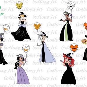 Bundle Halloween PNG SVG, princesse Halloween Svg Png, Spooky Vibes Svg, des bonbons ou des sorts Svg, sorcière Halloween Svg, saison des fêtes
