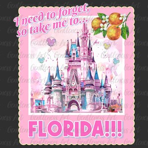 Bring mich nach Florida - Pink Florida Tour Png, Vintage Schloss für Urlaub Png, Familienurlaub Png, magische Blüte Png, rosa Schloss PNG