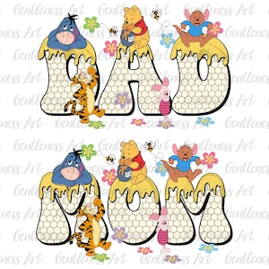 Personalizado combinando pai e mãe com urso design de camisa de favo de mel png, roupas de família de urso de mel, viagem de férias de família combinando de desenho animado png
