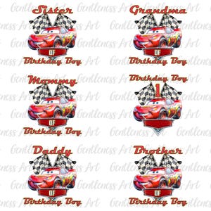 Custom Cartoon Car Birthday Boy Png Bundle, Boy of Birthday Png, Family Birthday Matching Png, Cartoon Custom name For Kids