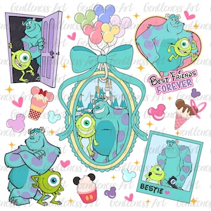 Monsters Beste Freunde für immer Png, Freundschaft Png, Freund Geschenkideen, Maus Snacking Png, Png für Jungen/Mädchen Geburtstag, Monster Geburtstagsgeschenk