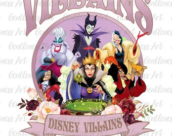 Villano vintage PNG, Chicas malas de Halloween, Banda de villanos florales, Villanos malvados, Viaje familiar PNG, Temporada de Halloween PNG, Archivos para sublimación