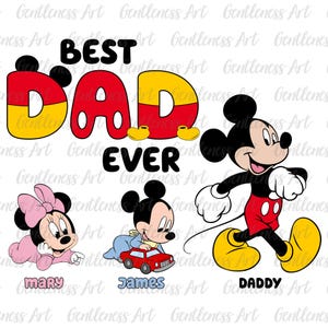 Camiseta linda de papá ratón (Png), papá y bebé a juego (Png), Día del padre (Png), El mejor papá del mundo (Png), Camiseta personalizada con nombre de papá (Png), Papá e hijo (Png)