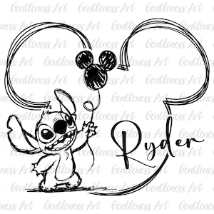 Personalized Blue Character Png, Mouse Ears Outline Png, Cute Character Png, Cartoon Signature Sublimation, Png for Kids, Digital Download