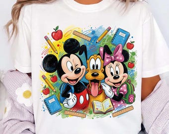 Back To School Mouse and Friends PNG, Cute Cartoon School Shirt Design, First Day Of School Png, Mouse Classroom Graphic Digital Download