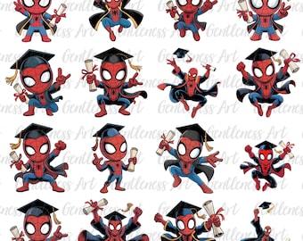 15+ Hero Characters Graduation 2025 Png Bundle, Cute Cartoon Graduation Cap Png, Super Hero Graduation Clipart, Hero Senior 2025 Png