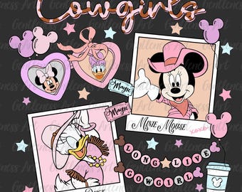 Cute Pink Cowgirls Png, Long Live Cow Girls Png,Western Girls Png, Besties Design,Mouse Birthday Girl Coquette Ribbon Png, Png for Kid shirt