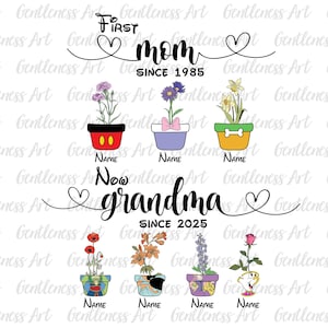 Design personalizado de camisa de flores silvestres para a primeira mãe agora avó PNG, pacote múltiplo de férias em família combinando com princesa PNG, de mãe para avó PNG