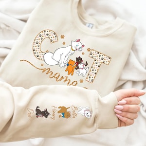Personalisierte Mama mit Kinder Name auf der Hülse Png, Cartoonn Mama Png, Katzen Mama Png, Cartoon-Thema Namen auf der Hülse für Frauen Digitaler Download