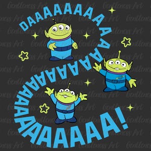DAH-DAH-DAAA! - ClipArt de desenho animado engraçado, Personagem fofo PNG, Sublimação de amigo de brinquedo, Desenho animado para crianças PNG, Brinquedo verde PNG, Férias de menino e menina