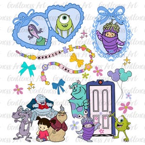 Cartoon Coquette Herz Spiegel mit Schleife Png, Monster Charakter Hemd Png, Horror Monster Familie Passender Urlaub 2025, Horror Universität Png