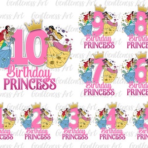 Bundle-Geburtstags-Prinzessin Png, Cartoon Png, alles Gute zum Geburtstag Png, Prinzessin Png, Png-Dateien für Sublimation