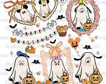 Mouse Ghost Halloween Png, Coquette Ribbon Magic Heart Mirror Png, Kids Halloween Png, Halloween Ghost Png, Spooky Season, Pumpkin Png