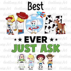 Nome personalizado combinando com mãe e filhos PNG, Melhor design de camiseta para mãe de todos os tempos, Mãe de aniversário, Camiseta de brinquedo de desenho animado para mãe PNG personalizada, Presente de Dia das Mães