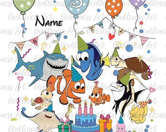 Personalized Birthday Clownfish Png, Birthday Girl Png, Birthday Squad, Birthday Kids Shirt Design, 5th Birthday Party Png, Digital Download