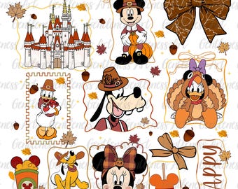 Coquette Thanksgiving Mouse And Friends Png, Thanksgiving Fall Png, Happy Thanksgiving Png, Autumn Png, Fall Vibes, Magical Kingdom Fall Png