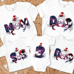Design de sublimação de camiseta com nome personalizado para família, camiseta com personagens heróis combinando com a família PNG, férias do Super Squad, presente personalizado de super-herói