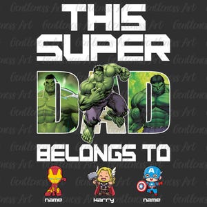Personalisiert Dieser Supervater gehört zu Png-Bundle, benutzerdefinierten Vatertag Png, Super Vater und Sohn Png, Opa und Kinder Png, Superheld Vater Png