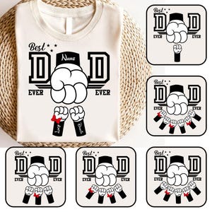 Cartoon Best Dad Ever Shirt Png, Maus Hände Benutzerdefinierter Name für Kinder Png, glücklicher Vatertag, Familienurlaub, passendes Vater T-Shirt Png