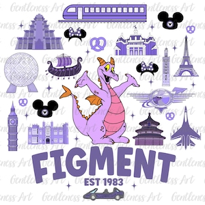 Dragon mignon Png, clipart personnage violet, bandeau de souris magique Png, vacances en famille, festival 2025 png, fleurs magiques, parc à thème vacances