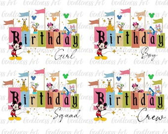 Paquete de Svg de escuadrón de cumpleaños, Svg de feliz cumpleaños, Svg de vacaciones familiares, Modo de vacaciones, Svg de reino mágico