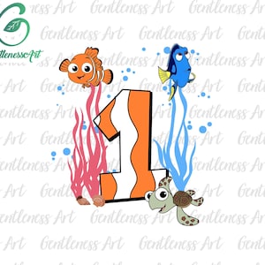 Sublimación personalizada de primer cumpleaños, familia de peces payasos (en formato PNG), camiseta de mamá y papá (en formato PNG), nombre personalizado para niños (en formato PNG)