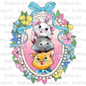 Watercolor Cartoon Cats Coquette Ribbon Png, Cartoon sublimation Digital File, Cartoon Matching Vacation Png, Movie Lover, Cartoon Kids Png