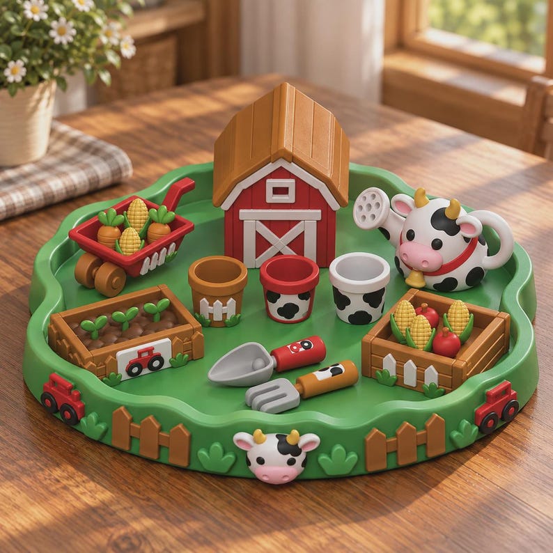 Farm Garden Play Set STL, Farm Sensory Toys, Kids Pretend Play, 3D ...