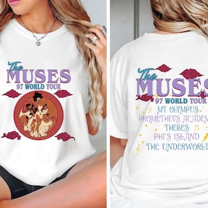 Conception de t-shirt vintage Cartoon Squad recto-verso Png, chemise Muses Png, Five Muses 97 World Tour Png, Grèce Musical Muses shirt Png
