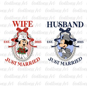 Just Married Est 2025, Frau und Mann Design für die Flitterwochen, Paar glücklich danach, Jungvermählten Shirts Png, Flitterwochen Matching, Mr und Mrs