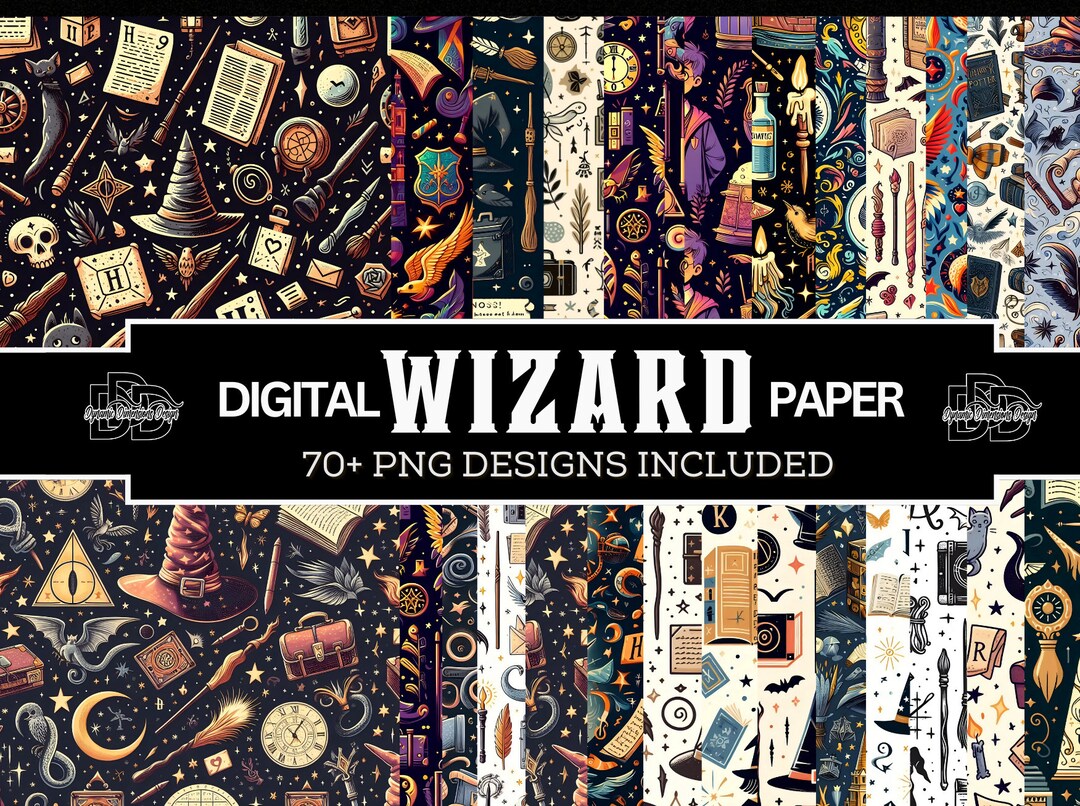 Wizard Pattern Digital Paper, Seamless Pattern, Wizard Junk Journal ...