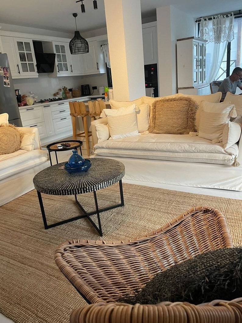 2778 Inch Linen Sofa Topper With Topstitching Couch Topper Etsy