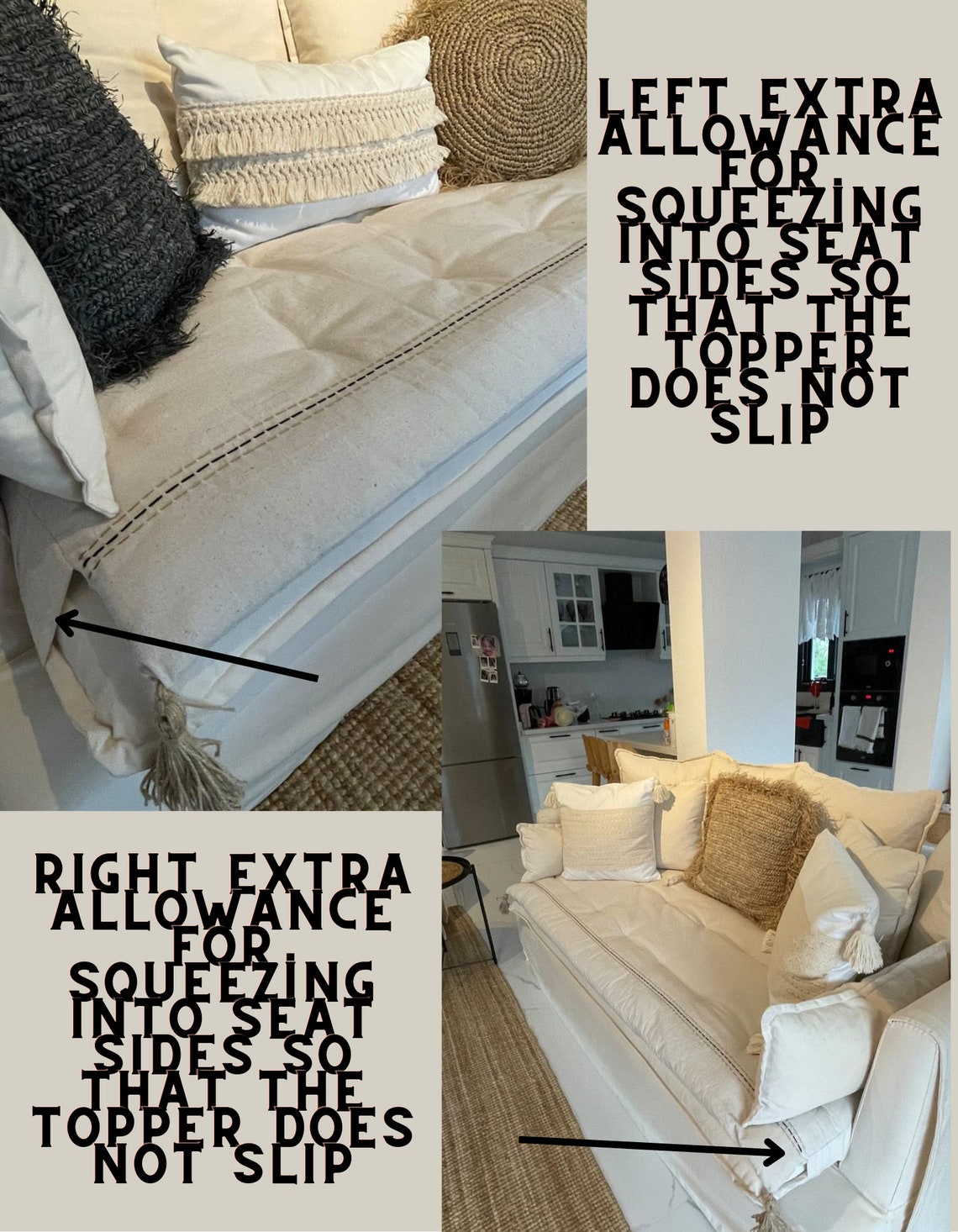 Linen Sofa Topper With Topstitching Couch Topper Machine Etsy