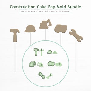 Construction Cake Pop Mold and Press Bundle - 5 Designs - STL Files 3D Print Cutter – Digital Download