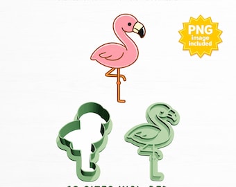 Bird Flamingo Cookie Cutter and Embosser STL File (Digital Download)