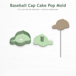 Baseball Cap Cake Pop Mold and Press STL File – 3D Print Cutter – Digital Download