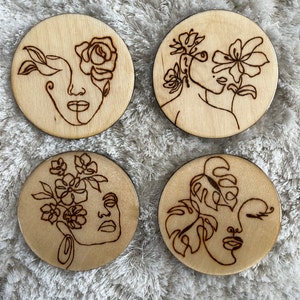 Epoxy Wood Burned Coasters - Flower Power!