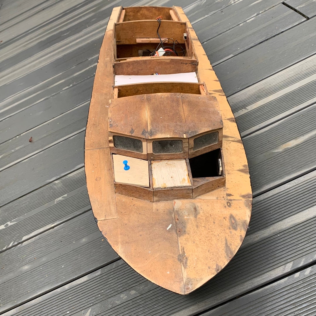 Large Vintage Model Pond Boat Restoration Project Wooden Etsy UK