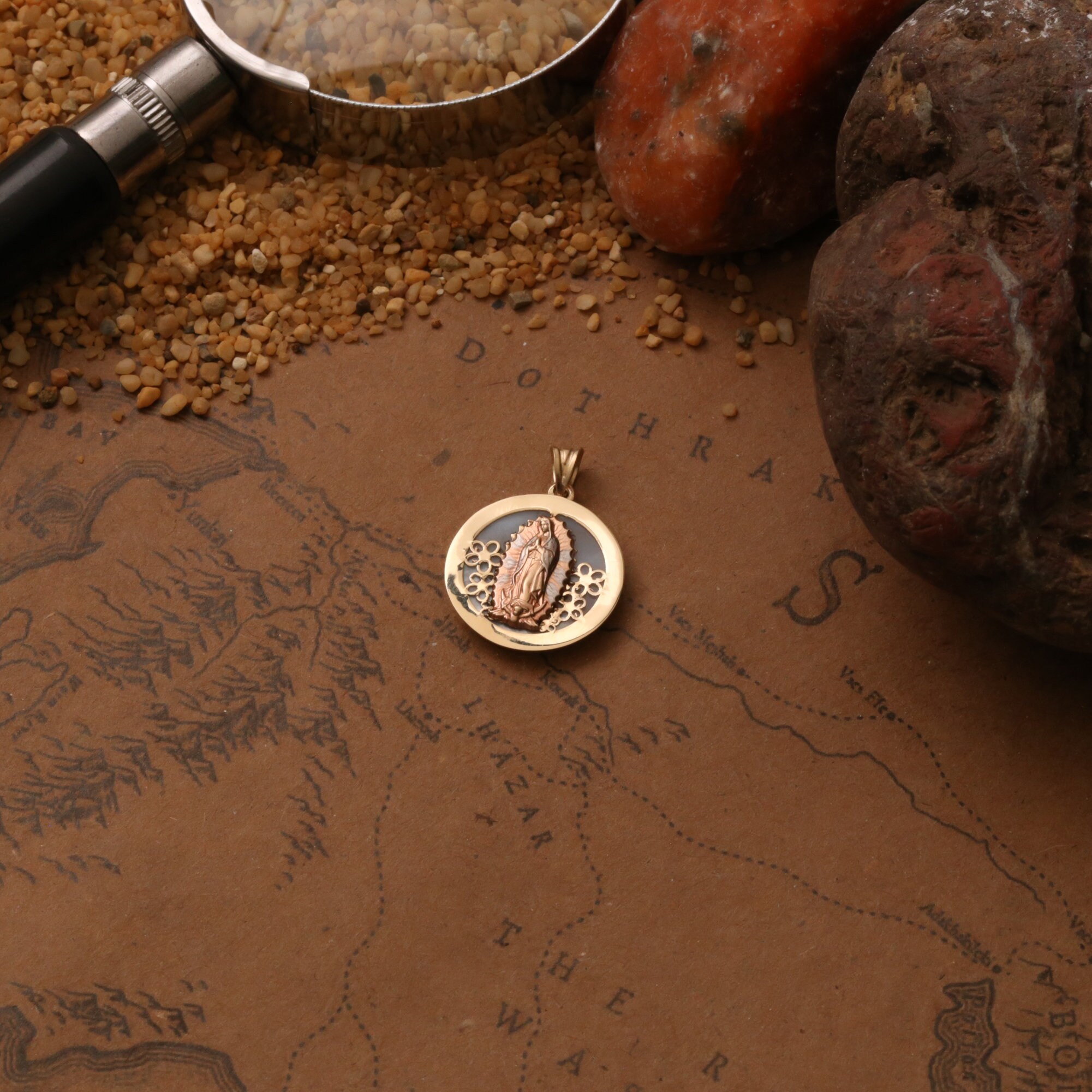 1 1/2 Inch Virgin Mary Guadalupe Medallion Pendant – Solid 10K Yellow Or White Gold – Goldum NYC