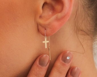 Lex & Lu 14k Yellow Gold Polished Crucifix Earrings LAL80305 Lex & Lu 14k Yellow Gold Polished Crucifix Earrings LAL80305
